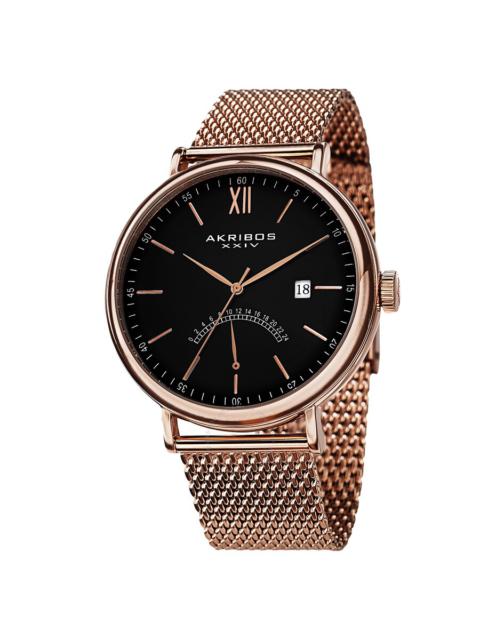 Other Designers Akribos XXIV Black Dial Rose Gold-tone Mesh Men's Watch AK731RG