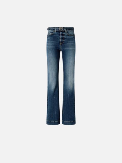 PINKO DARK JEANS WITH BELT AND LOVE BIRDS BUCKLE