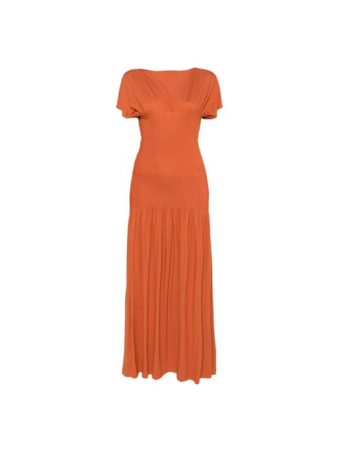 knife-pleated maxi dress