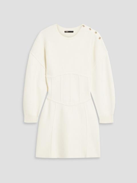 maje Button-detailed knitted mini dress