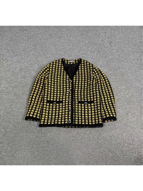 Miu Miu Miu Miu yellow and black checked tweed jacket