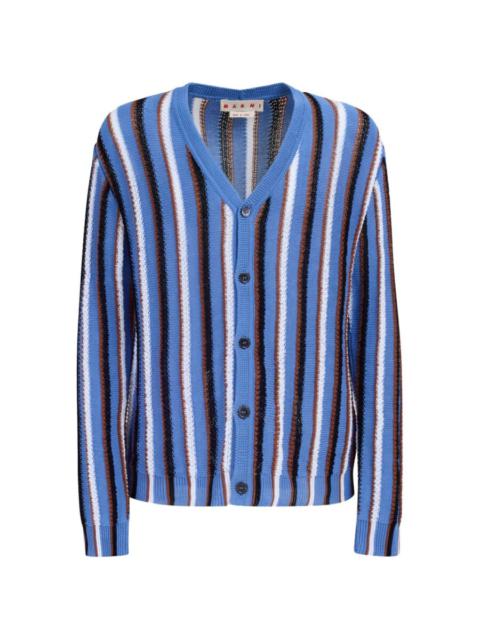 Marni Marni V-Neck Stripe-Pattern Cotton Cardigan