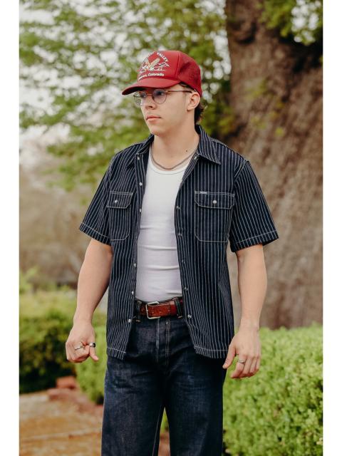 Iron Heart 10OZ WABASH SHORT SLEEVED MECHANIC SHIRT - INDIGO IHSH-416-IND