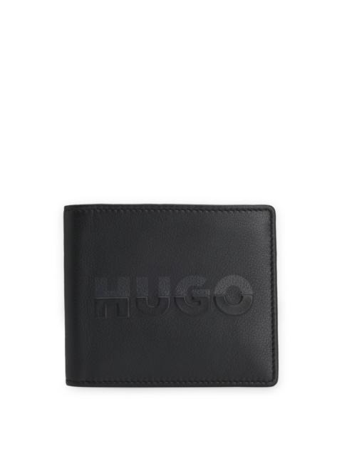 HUGO MATTE-LEATHER WALLET WITH SPLIT LOGO