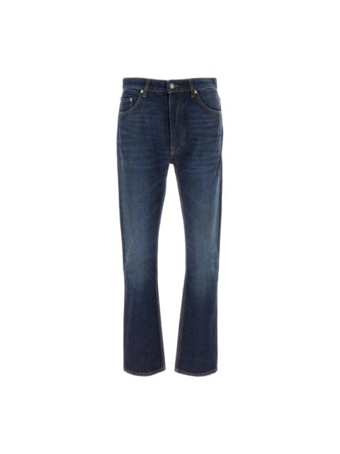 DARK BLUE MID-RISE STRAIGHT-LEG JEANS