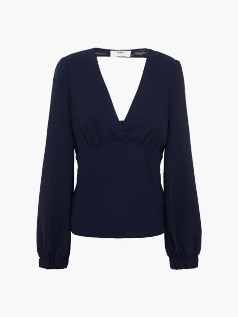 ba&sh Mwetty open-back shirred crepe blouse