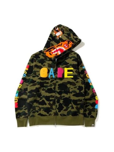 A BATHING APE® A Bathing Ape x READYMADE Shark Camo Full Zip Hoodie 'Olive Green' 1H23-115-905