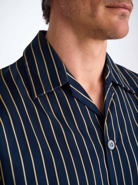 Derek Rose Men's Classic Fit Pajamas Royal 224 Cotton Navy