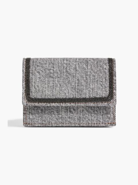 Brunello Cucinelli Bead-embellished tweed wallet