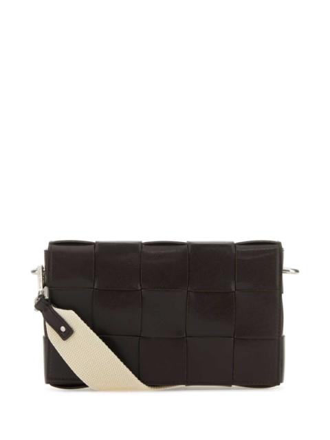 Bottega Veneta Bottega Veneta Men Dark Brown Leather Cassette Crossbody Bag