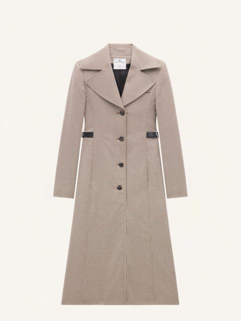 MAXI COLLAR CHECKED WOOL
 LONG COAT