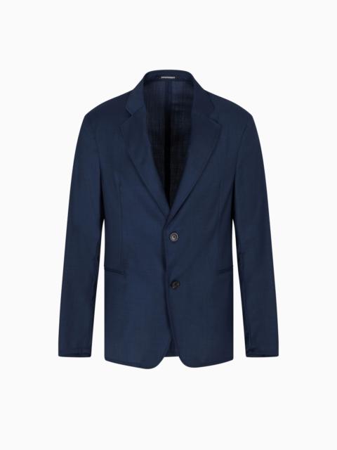 EMPORIO ARMANI ICON SINGLE-BREASTED JACKET IN TROPICAL LIGHT WOOL CANVAS