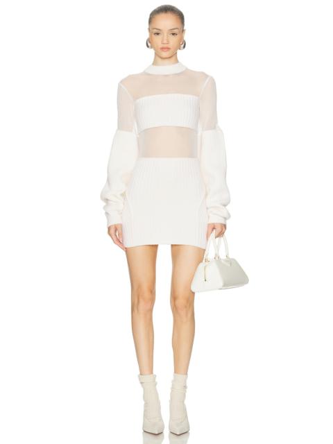 Jean Paul Gaultier Ribbed Long Sleeve Mesh Dress