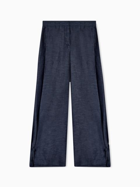 GIORGIO ARMANI WIDE-LEG TROUSERS IN LINEN AND LYOCELL