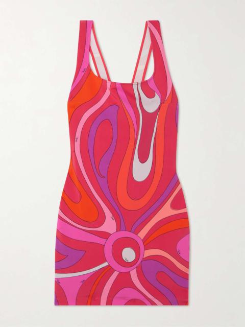 Printed stretch-jersey mini dress Fuchsia