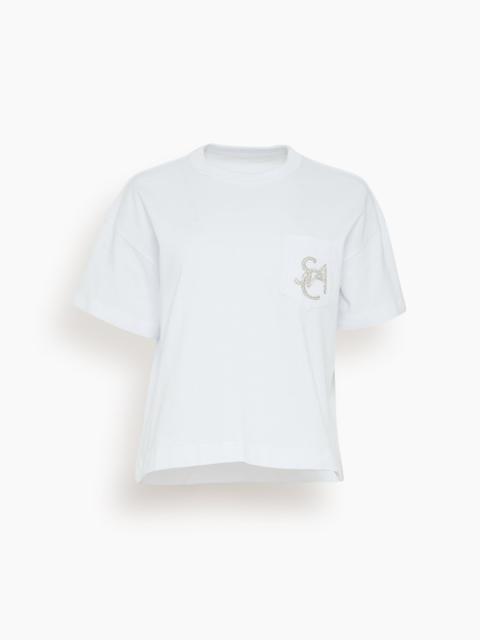 sacai Emblem Cotton Jersey T-Shirt in White