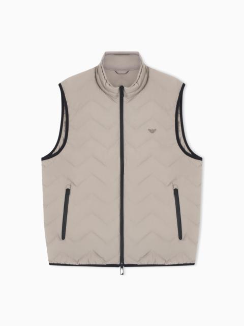 EMPORIO ARMANI WATER-REPELLENT CHEVRON QUILTED NYLON SPANDEX SLEEVELESS DOWN JACKET