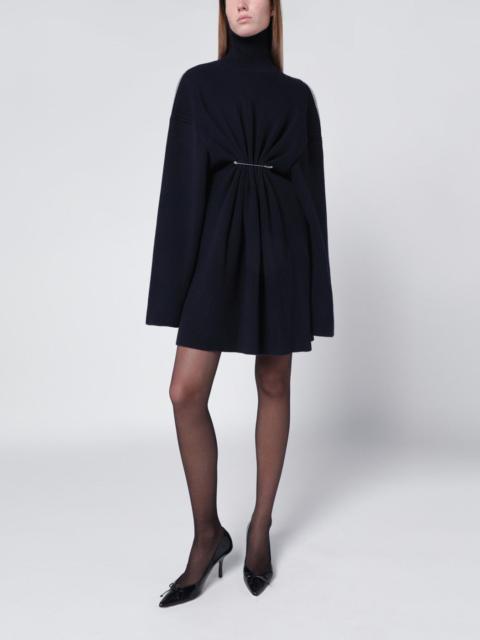 BALENCIAGA Pinched navy mini dress in wool and cotton