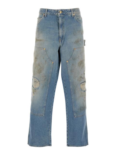 Golden Goose Golden Goose Men Light Blue Jeans With Ripped Details And Distressed Effect In Denim Man