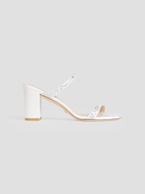 Stuart Weitzman Royale Pearl 75 embellished satin mules
