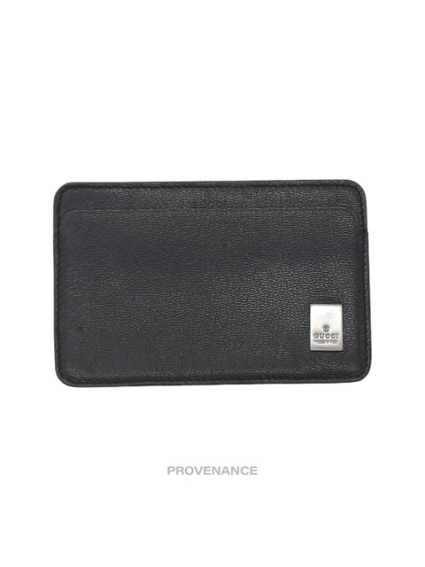 GUCCI Gucci Placard Logo Card Holder Wallet - Black Leather