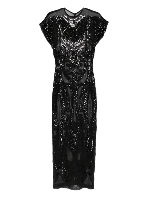NORMA KAMALI sequin-embellished cap-sleeve midi dress