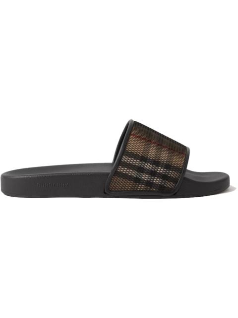 Burberry Burberry Check Cotton Mesh Slides Black