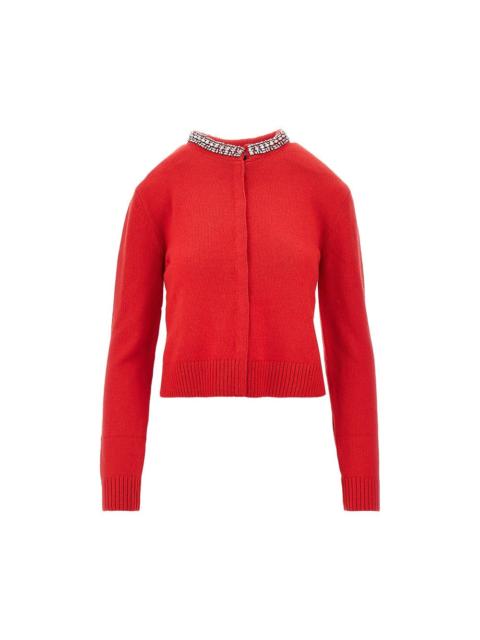 PINKO Pinko Wool-blend Cardigan with Crystals Red