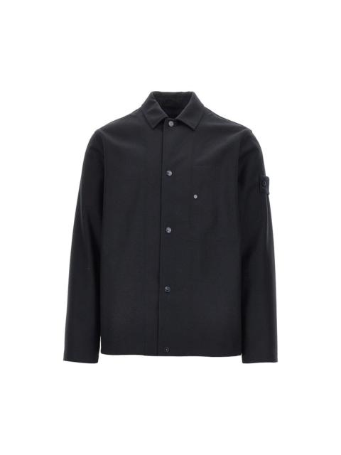 Stone Island Stone Island Virgin Wool-blend Overshirt Blue Men