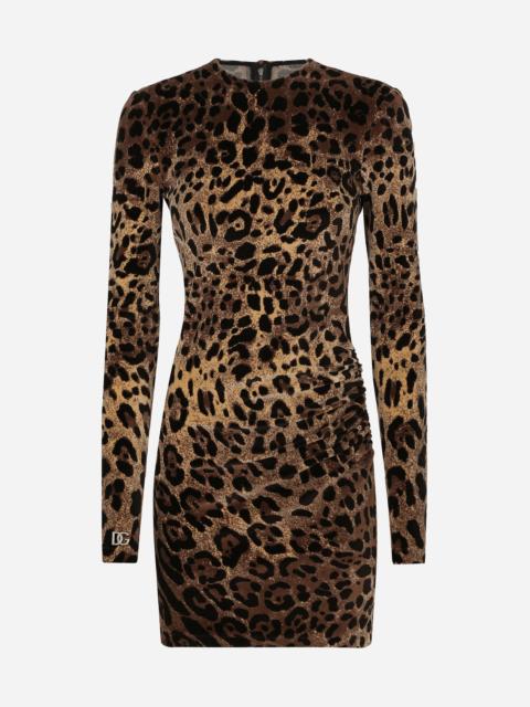 Dolce & Gabbana Short chenille jacquard dress with DG logo