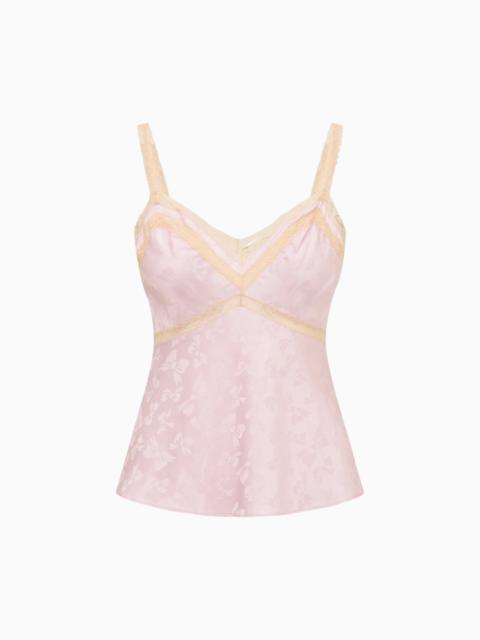 LoveShackFancy Lirena Silk-Blend Bow Jacquard Top