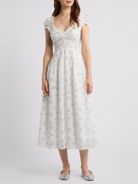 LoveShackFancy LoveShackFancy Suvi Floral Pritn Lace Maxi Dress in Arctic Vanilla at Nordstrom