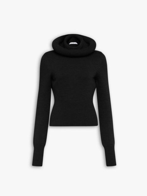 Alaïa SCULPTURAL HOOD RIBBED KNIT JUMPER
