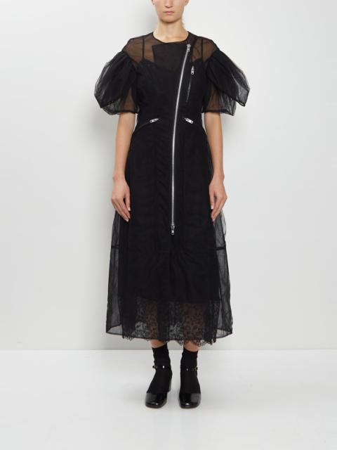 Simone Rocha Petal Sleeve Sheer Tulle Biker Dress