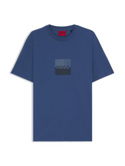 HUGO COTTON-JERSEY T-SHIRT WITH SPLIT-LOGO PRINT