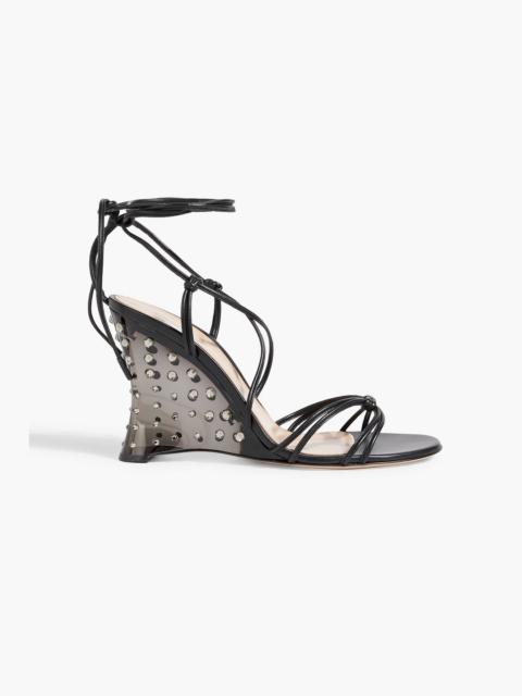 Gianvito Rossi Nebula crystal-embellished leather and PVC wedge sandals