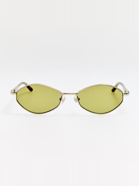 LINDA FARROW Sirocco Sunglasses in Silver and Khaki