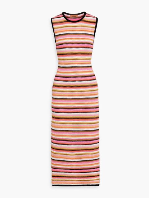 Missoni Striped crochet-knit cotton-blend midi dress