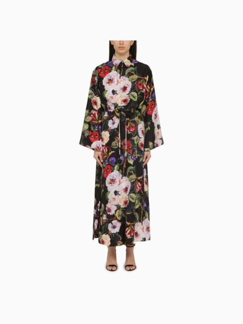 Dolce&Gabbana Rose Print Silk Chemisier Dress
