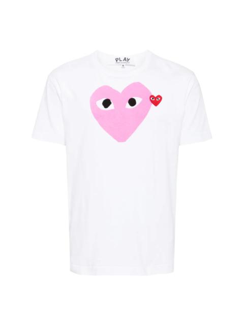 Comme des Garçons PLAY UNISEX SHORT SLEEVE TEE BIG PINK HEART - WHITE