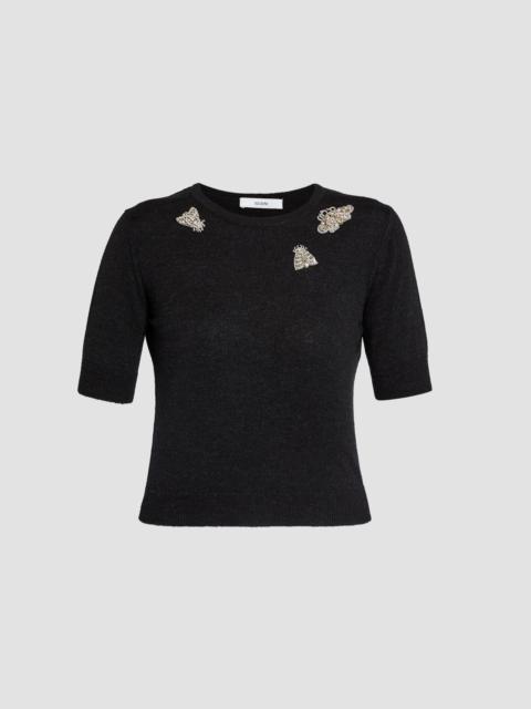 Erdem EMBELLISHED SHORT SLEEVE KNIT TOP