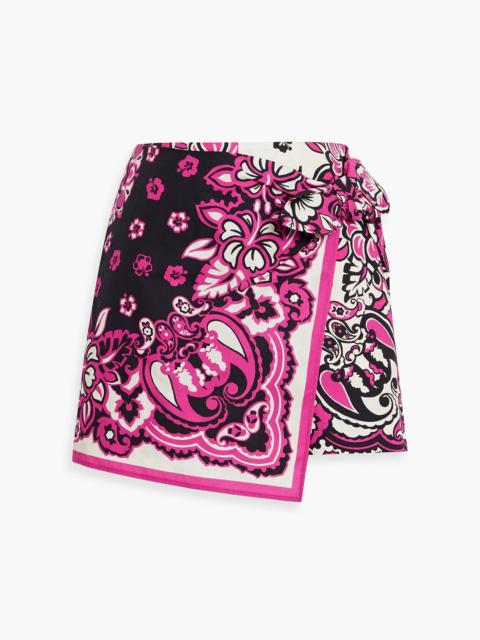 REDValentino Skirt-effect floral-print cotton-broadcloth shorts