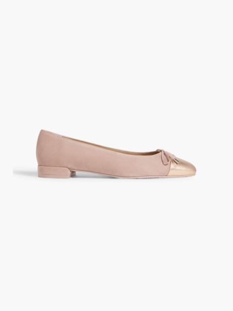 Stuart Weitzman Sleek metallic leather-trimmed suede ballet flats
