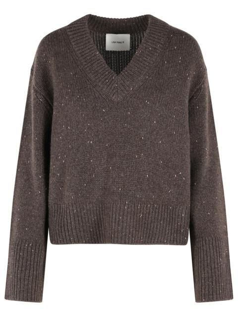 LISA YANG Lisa Yang ANELLA Sparkly Cocoa Brown Cashmere Sweater