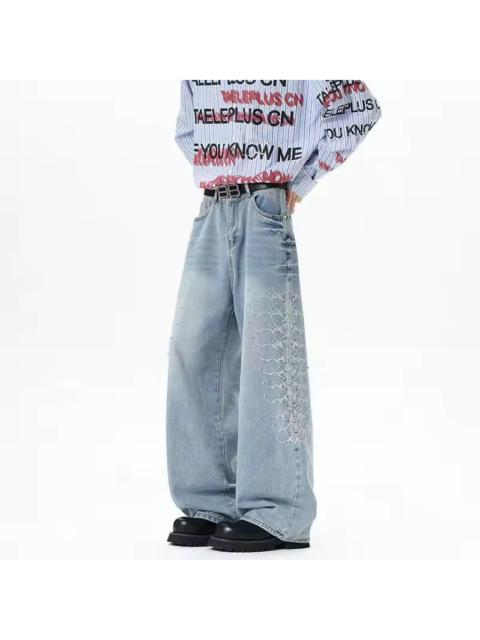 Other Designers Japanese Brand - 🔥 RARE Y2K Light Wash Wide Leg Embellished Jeans