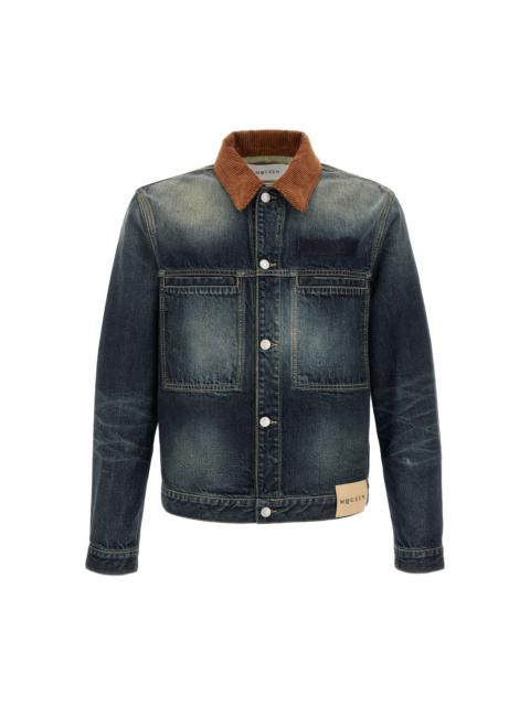 Alexander McQueen corduroy-collar denim jacket