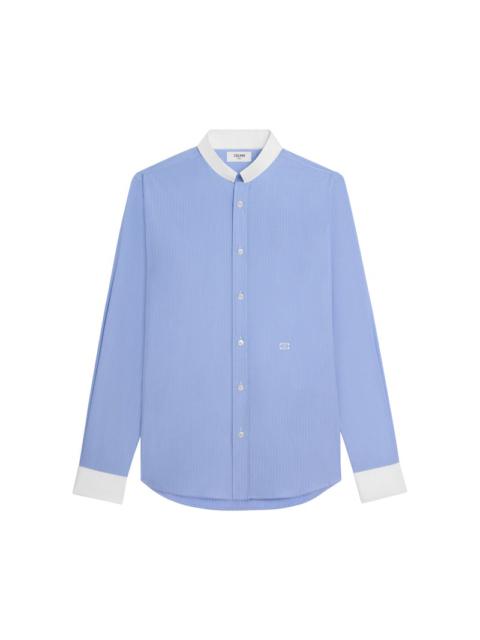 CELINE Celine Men Loose Shirt With Reverse Collar In Striped Cotton Sky Blue / Chalk