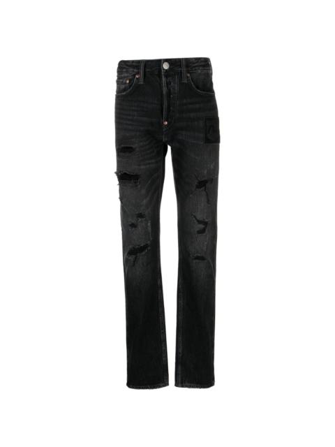 mid-rise distressed jeans