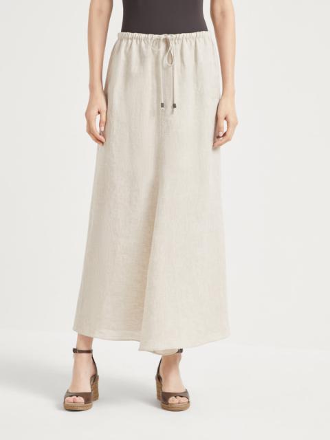 Brunello Cucinelli Lightweight linen fluid skirt with monili