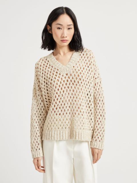 Brunello Cucinelli Silk and linen dazzling net sweater